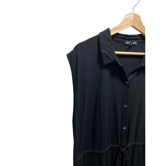 Eileen Fisher Sleeveless Button Down Jersey Dress Black Size L Minimalist Preppy - Picture 8 of 15